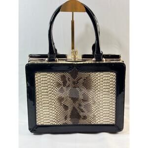 Rimen & Co Brown Snake Print Patent Hard-Sided Bag, 11" W x 9" H